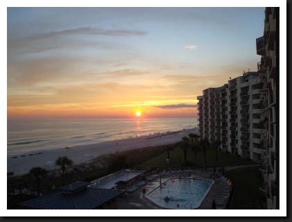 Sunset on pool of Moonspinner on panama city beach